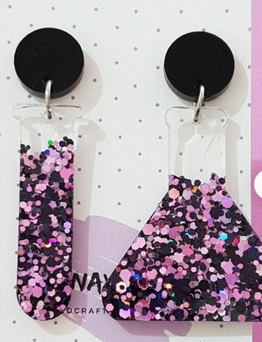 Dangle earrings sparkle pink and black