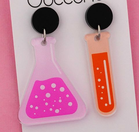 Dangle earrings test tube and beaker