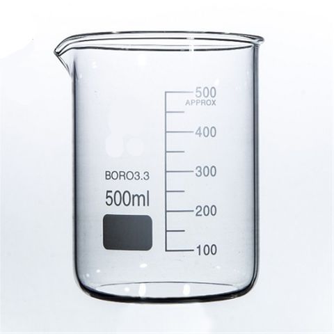 Beaker low form glass 500ml borosilicate
