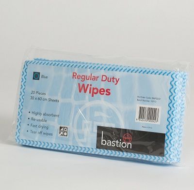 Wipes regular duty 30x60cm Blue pkt/20