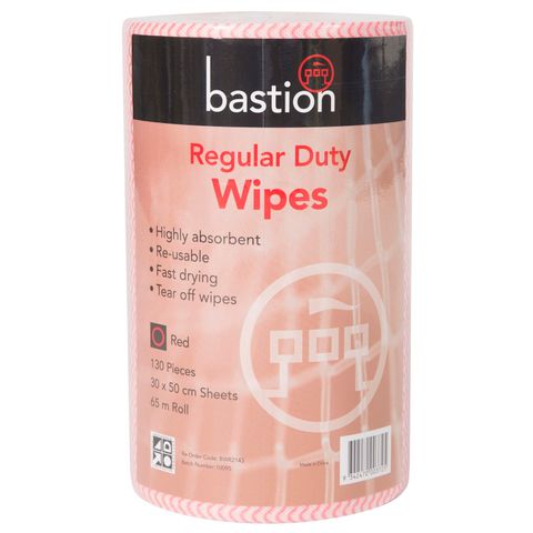 Wipes regular duty 65m 130p 30x50cm red