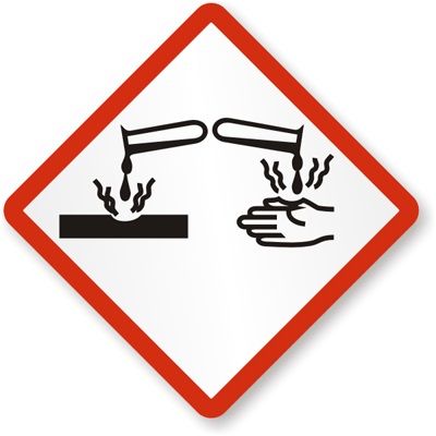 Labels "Corrosive" 20x20mm GHS