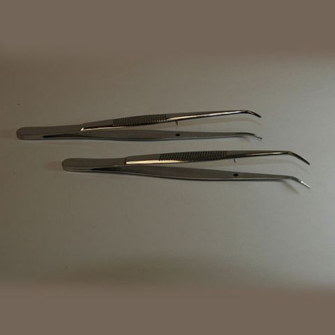 Forceps microscopic angled 100mm