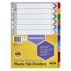 Dividers A4 Jan-Dec tabs coloured