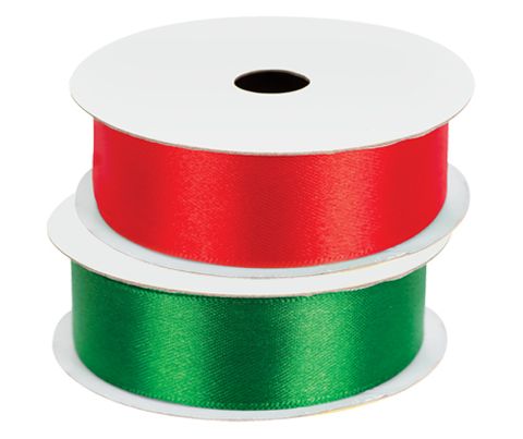 Ribbons red & green 25mm wide 3m long