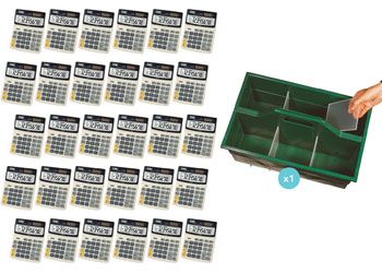 Calculator set in carry caddy
