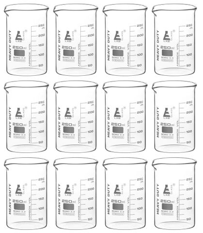 Beakers glass heavy duty low form 250ml