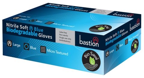 Gloves Nitrile Blue P/F Biodegradable S