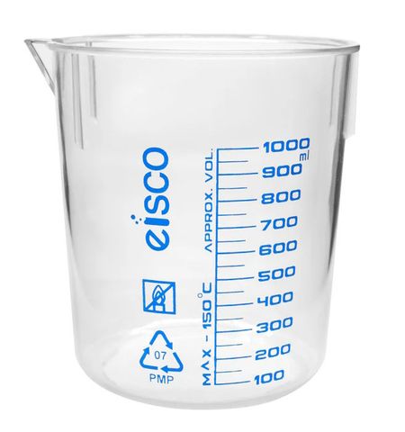 Beaker low form TPX 1000ml x 50ml grads