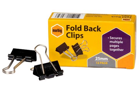 Foldback clips Marbig 25mm black