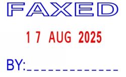 Stamp Deskmate 'FAXED/DATE/BY' red & blu