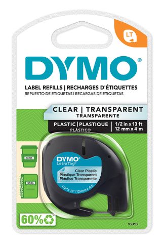 Dymo Letra-Tag plastic clear 12mm wide