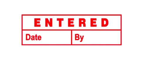 Stamp Deskmate "ENTERED/DATE/BY" red (#)