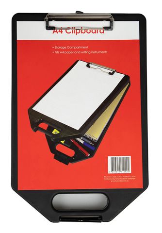 Clipboard A4 black with storage back