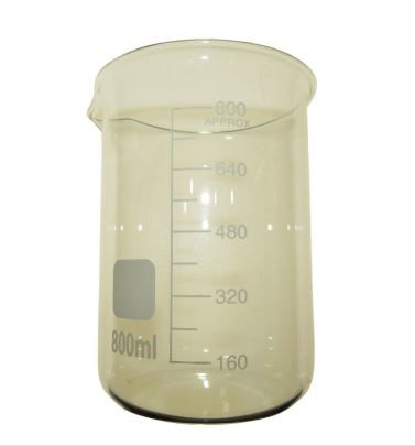 Beaker low form glass 800ml borosilicate