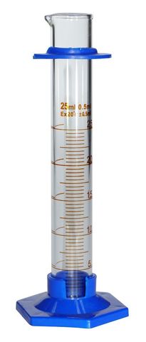 Measuring cylinder glass 25ml amber PP