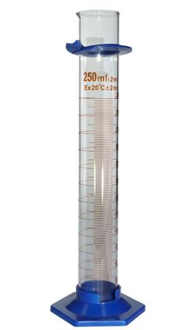 Measuring cylinder glass 250ml amber PP