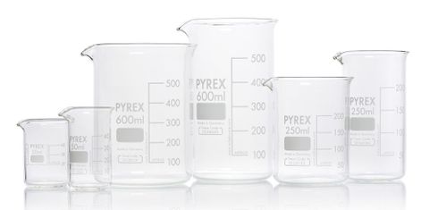 Beakers glass low form 600ml Pyrex #