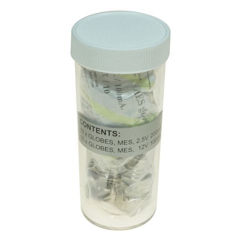 Lamp globes 10x2.5V & 10x2V MES in vial