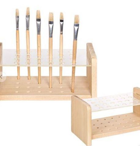 Brush Holder Wood/Acrylic 24 Hole