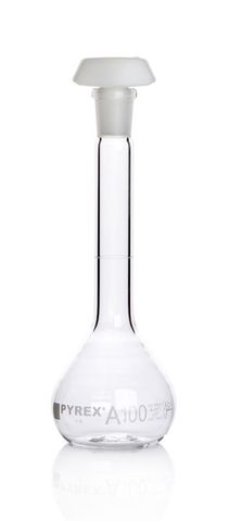 Flask volumetric Cl.A 100ml w/cert Pyrex