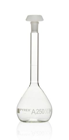Flask volumetric Cl.A 250ml w/cert Pyrex