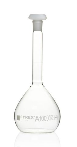 Flask volumetric Cl.A 1lt w/cert. Pyrex