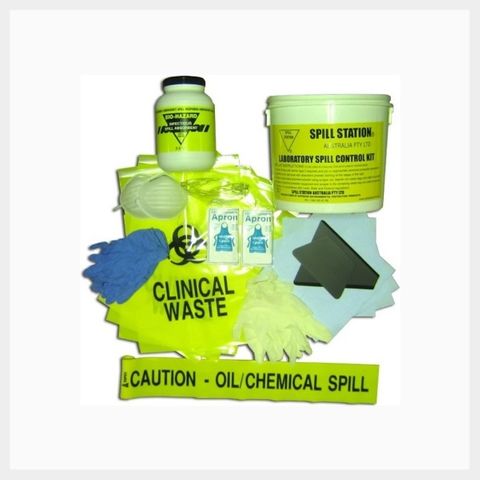 Laboratory spill kit in nylon bag