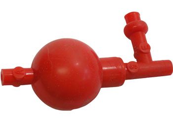 Pipette filler rubber bulb 3 valve Red