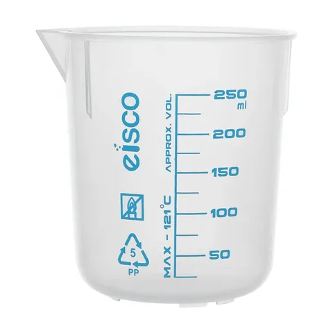 Beaker PP 250ml Euro style blue grads