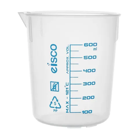 Beaker PP 600ml Euro style blue grads