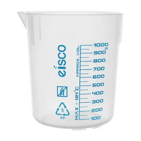 Beaker PP 1000ml Euro style blue grads