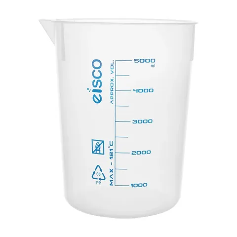Beaker PP 5000ml Euro style blue grads