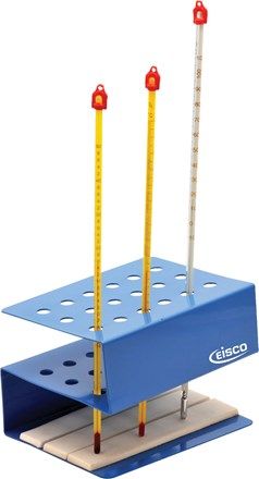 Thermometer stand holds 18