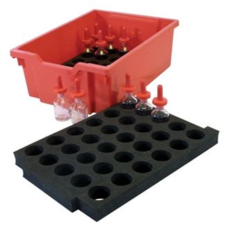 Foam insert holds 30 bottles 48mm dia.