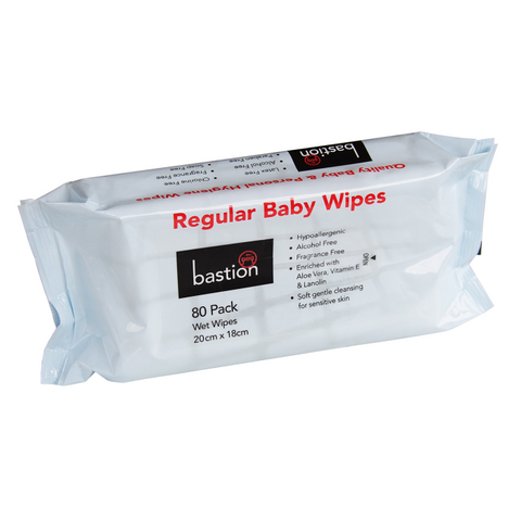 Baby wipes regular 20x18cm (Pk:80)
