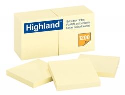 Stick on notes 76x76mm yellow Highland