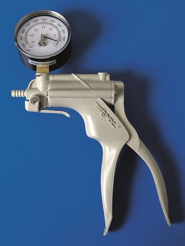 Vacuum pump hand operated c/w vac. gauge