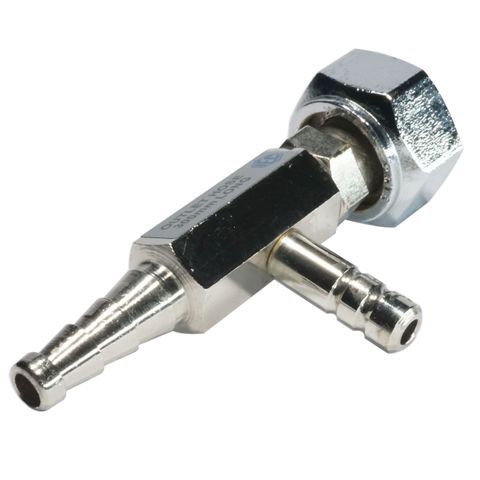 Filter pump tap fitting w/non ret.valve