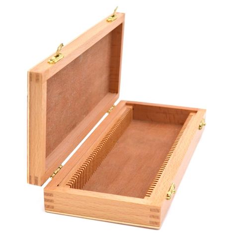 Microscope slide box wood 50 place