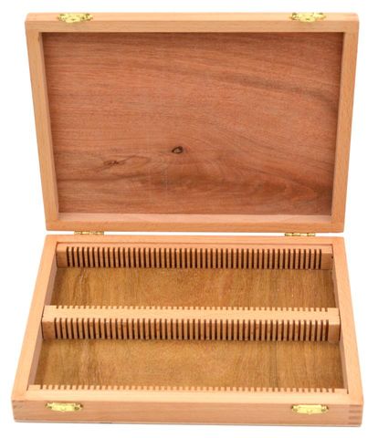 Microscope slide box Wood 100 place