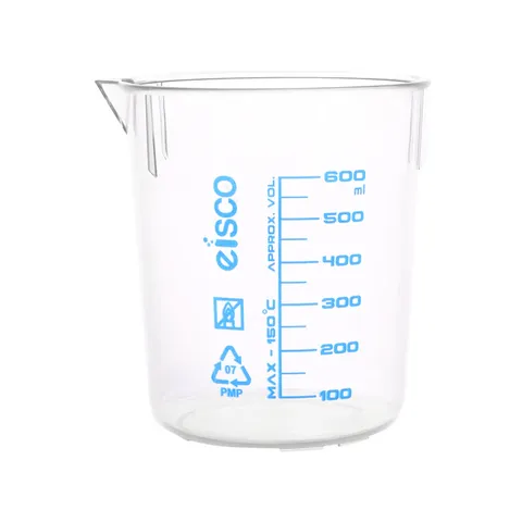 Beaker low form TPX 600ml x 50ml grads
