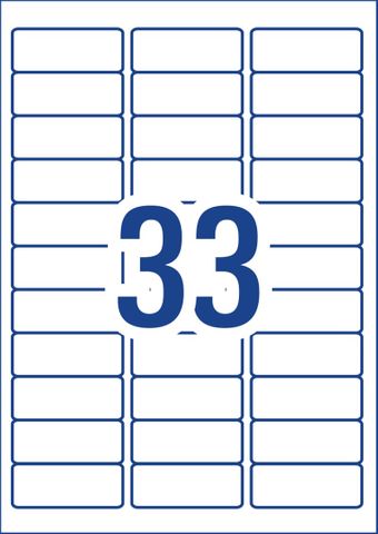Labels adhesive white 64x24.3mm 33pp
