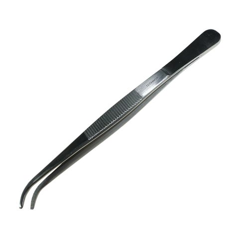 Forceps S/S curved 140mm blunt point