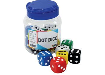 Dice 6 face with dots 25mm