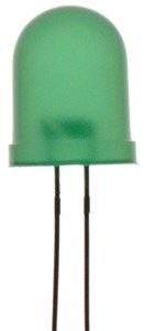 LED Green 10mm round diffused 100mcd
