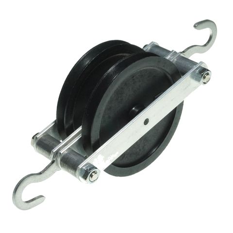 Pulley nylon/double in frame w/hook 50mm