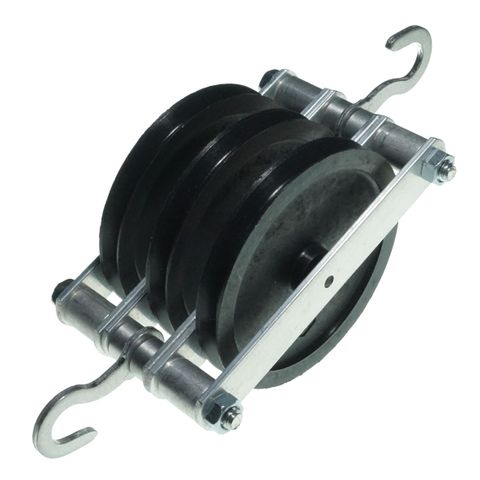 Pulley nylon/triple in frame w/hook 50mm