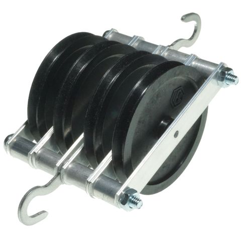 Pulley nylon quad. in frame w/hook 50mm
