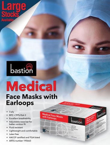 Surgical face mask blue earloops *BULK*